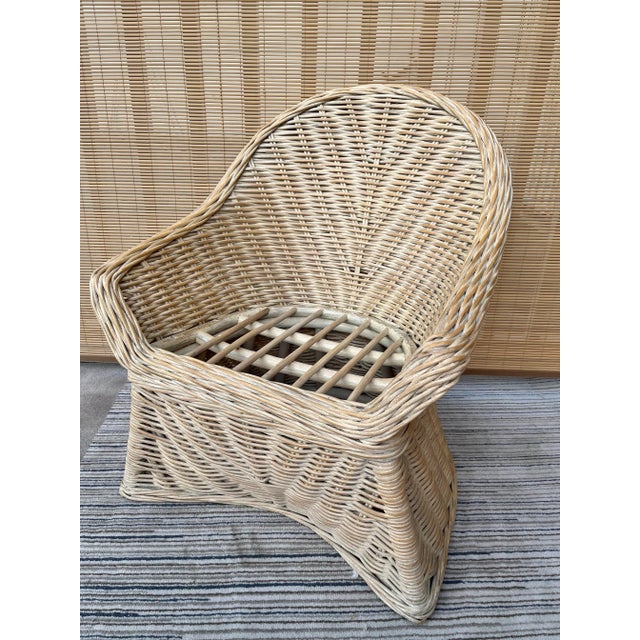 Vintage Twisted Rattan Coastal Style Lounge Chair For Sale - Image 10 of 13