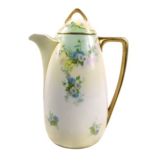 Royal Rudolstat Chocolate Pot Coffee Pot With Blue Flowers For Sale