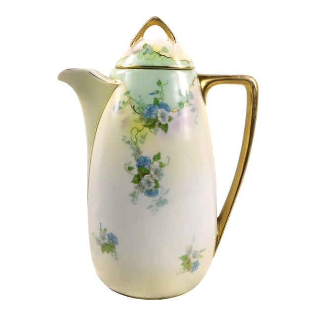 Royal Rudolstat Chocolate Pot Coffee Pot With Blue Flowers For Sale