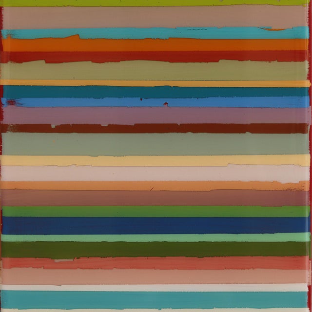 Wood Tall Sunspot 67 - Original Colorful Striped Minimalist Acrylic and Resin Abstract on Wood Panel For Sale - Image 7 of 9