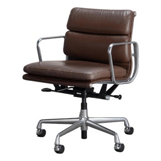 Eames Soft Pad Management Chair by Herman Miller in Chocolate Brown Leather & Polished Aluminum For Sale