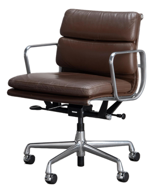 Eames Soft Pad Management Chair by Herman Miller in Chocolate Brown Leather & Polished Aluminum