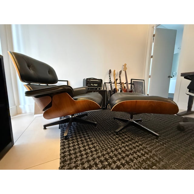 Mid-Century Modern Herman Miller Eames Lounge Chair and Ottoman - Tall For Sale - Image 3 of 11