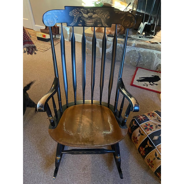 Antique Hitchcock Windsor Rocking Chair Black With Gold Stencil Chairish