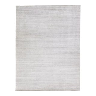 1960s Modern Handmade Gabbeh Style Wool Rug in Solid Gray Field For Sale