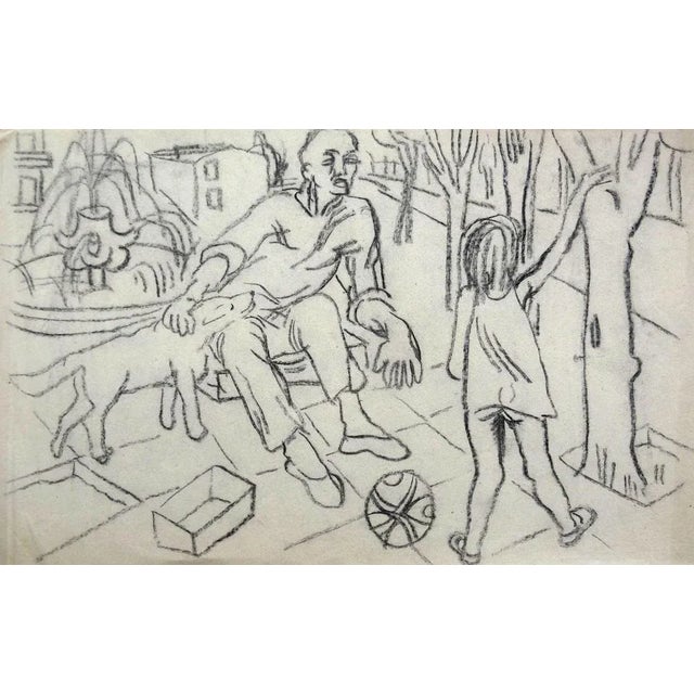 1990s Vladimir Glushenkov, By the Fountain, 1990s, Charcoal on Paper For Sale - Image 5 of 5