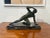 Elegant art deco sculpture of an athletic scouting / watching male figure by jean de roncourt from france around 1930....
