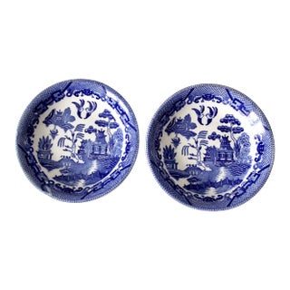 Vintage Blue Willow Bowls Pair For Sale