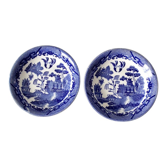 Vintage Blue Willow Bowls Pair For Sale