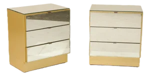 Modern Style Three-Drawer Mirrored Chests - A Pair