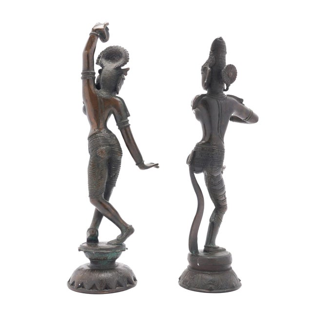 Pair of Cast Bronze Hindu Figures of Parvati & Shiva, C. 1800's For Sale - Image 4 of 7