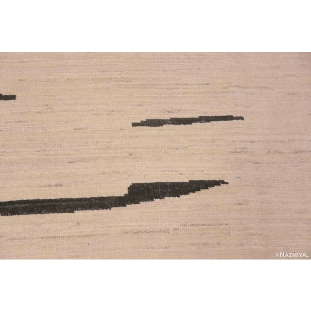 Textile Nazmiyal Collection Handmade Cream Charcoal Brown Wool Modern Abstract Area Rug For Sale - Image 7 of 7