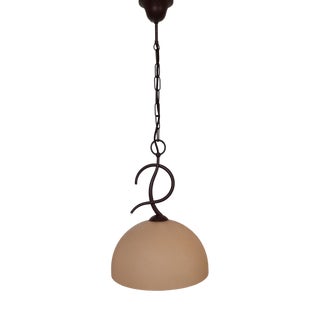 Vintage Italian Ceiling Lamp with Metal Frame and Cream-Colored Glass Shade from Lam, 2000s For Sale
