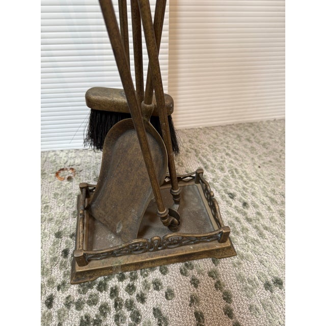 Victorian Victorian Style Brass Fireplace Tools, Set of Four For Sale - Image 3 of 12