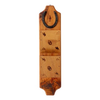 Vintage Handmade Western Wood Wall Organizer With Horseshoe For Sale