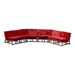 1950s Mid-Century Ficks Reed Two Piece Sectional Sofa For Sale