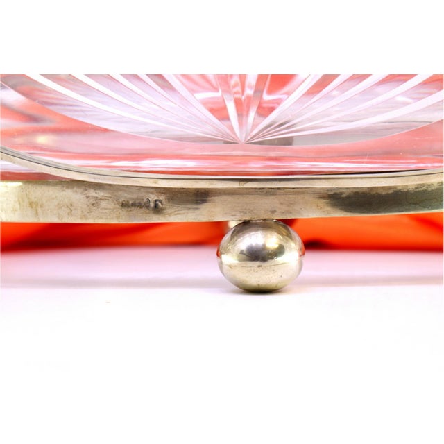 Fruit Bowl Centerpiece with Silver Structure, Cut Glass Core and Ball-Shaped Feet For Sale - Image 3 of 6