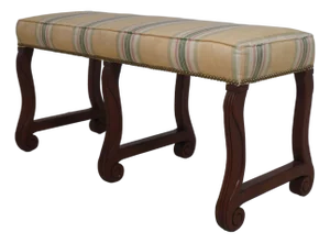 English Regency Six-Leg Mahogany Upholstered Window Bench