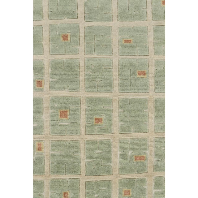 Art Deco Rug & Kilim’s French Art Deco Style Rug With Light Green Geometric Patterns For Sale - Image 3 of 7