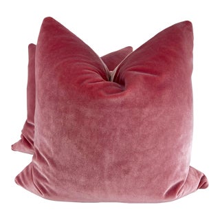 Pierre Frey "Luigi Velvet" in Poudre 22" Pillows-A Pair For Sale