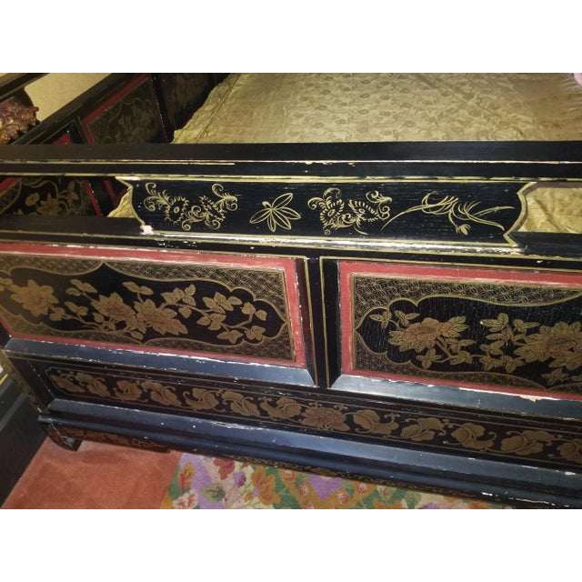 Antique Chinese Qing Dynasty Hand Carved Wedding Bed For Sale - Image 12 of 14