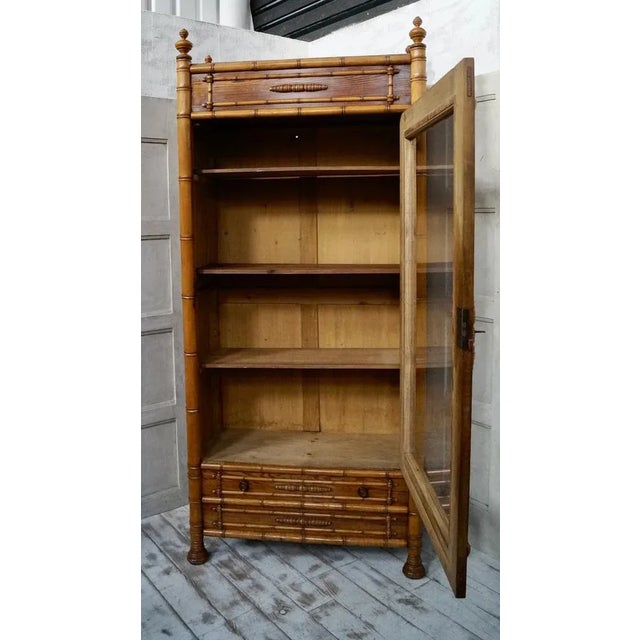 Victorian Glazed Faux Bamboo Bookcase, 1880s For Sale - Image 3 of 11
