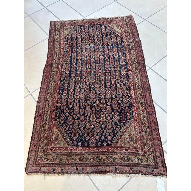 This is an AUTHENTIC wool pile genuine hand made antique Persian Ferahan -