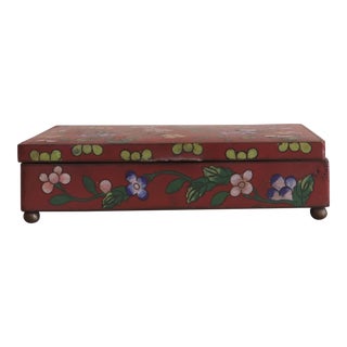 Antique Red Cloisonné Rectangular Hinged Lid Box For Sale