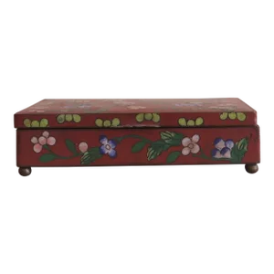 Antique Red Cloisonné Rectangular Hinged Lid Box