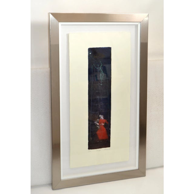 Beautiful Fine Art of 2 Men Dancing Tango in the Night in an abstract Way, Titel Tango, dated 1999 and signed by Artist....