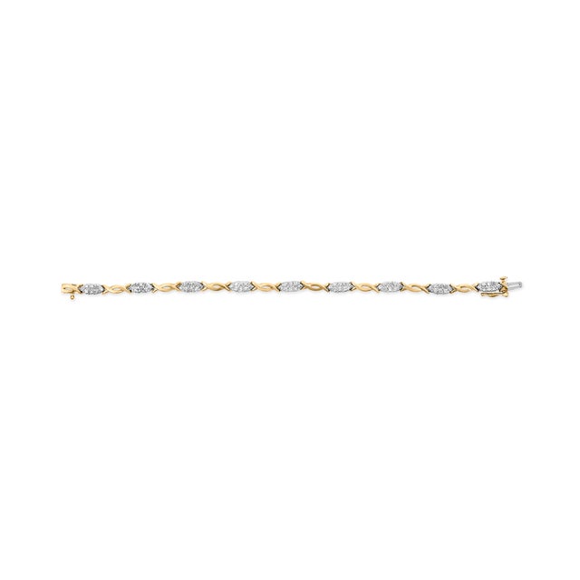 Haus of Brilliance 10K Yellow Gold 1.00 Cttw Round-Cut Diamond Spiral Link 7" Bracelet (H-I Color, I2-I3 Clarity) For Sale - Image 4 of 6
