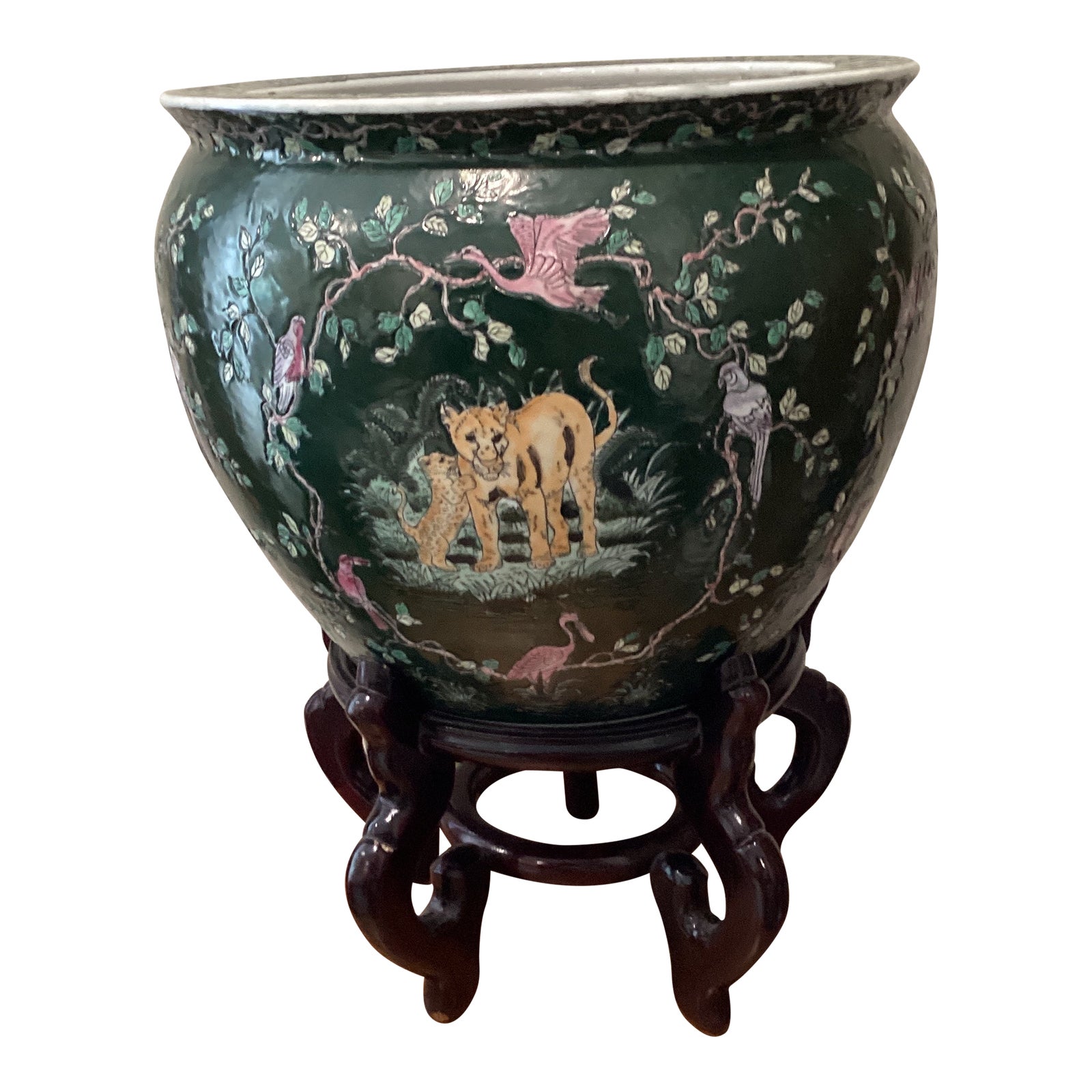 Vintage Large Chinese Porcelain Koi Fish Motif Fishbowl Planter ...