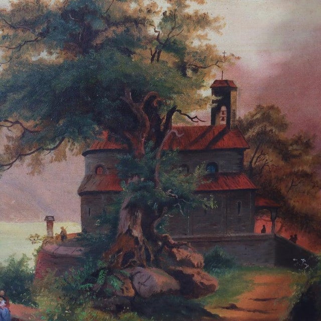 The Hudson River School Antique Hudson River School Oil on Canvas Painting of a River Scene C1900 For Sale - Image 3 of 10