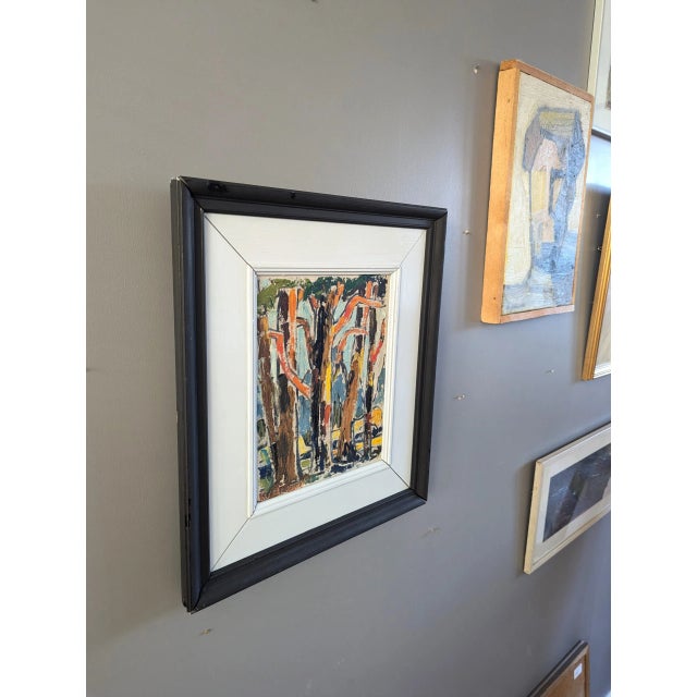 Mid 20th Century Mid-Century Modern 'Woodland Colour' Vintage Mini Original Landscape Oil Painting, Framed For Sale - Image 5 of 12