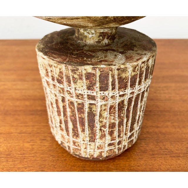 Beige Mid-Century Modern German Studio Pottery Mushroom Vase from Hase Dietz Keramik, 1960s For Sale - Image 8 of 18