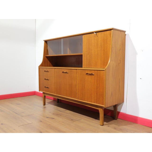 Mid-Century Modern Mid Century Midern Vintage Teak British Tall Credenza Buffet For Sale - Image 3 of 15