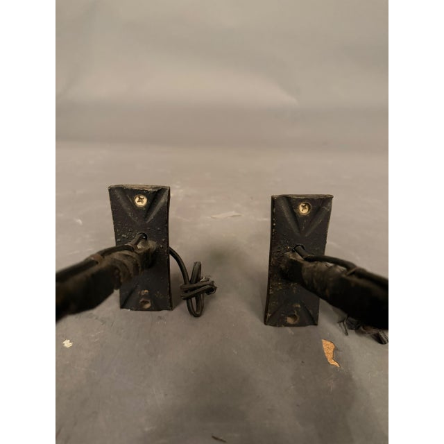 1890s French Wrought Iron Wall Sconces - Pair For Sale In Indianapolis - Image 6 of 13