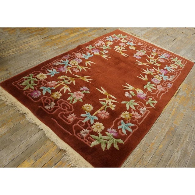1930s Chinese Art Deco Carpet ( 4'4" x 6'6" - 132 x 198 ) Antique Art Deco Chinese Floral Other 1930s Rug, Circa Date:...