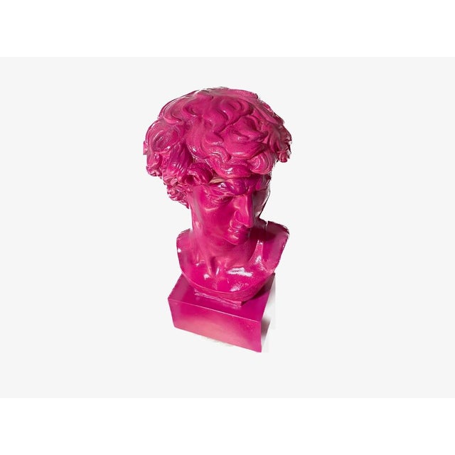 Vintage Pop Art Michelangelo’s David Bust in Post-Modern Neon Fuchsia Circa 1980s For Sale - Image 4 of 12