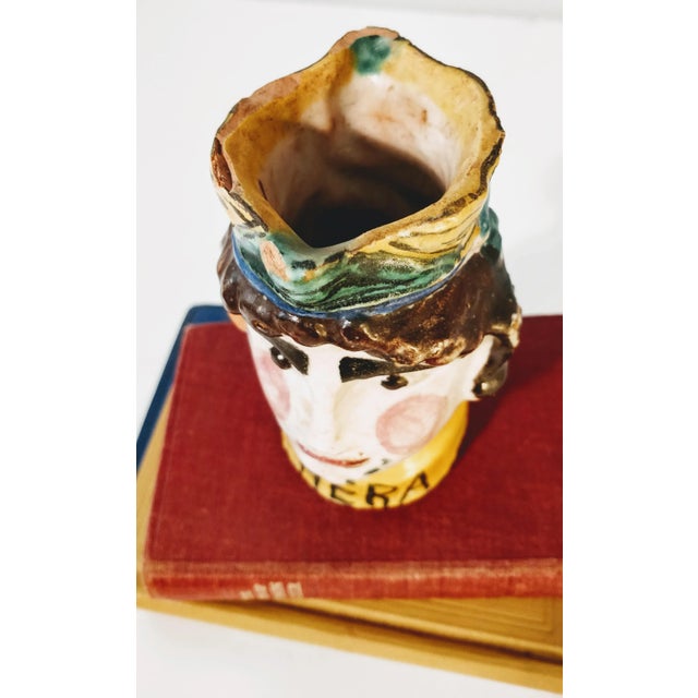 Yellow Italian Majolica Zeus Hera Double Sided Vase For Sale - Image 8 of 13