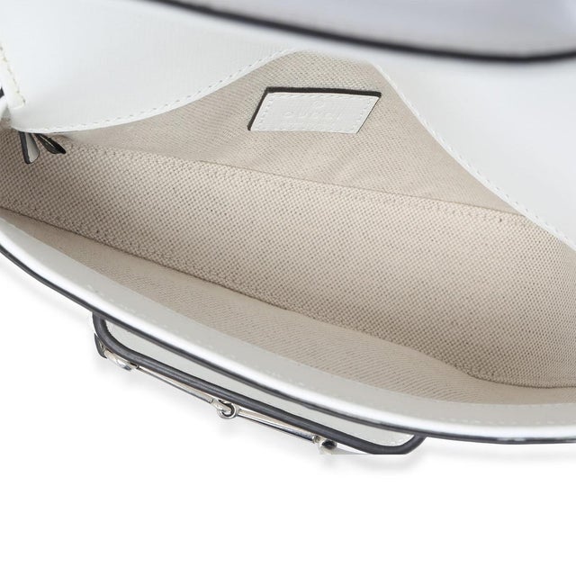 White Calfskin Mini Asymmetric Horsebit 1955 Shoulder Bag For Sale In New York - Image 6 of 7