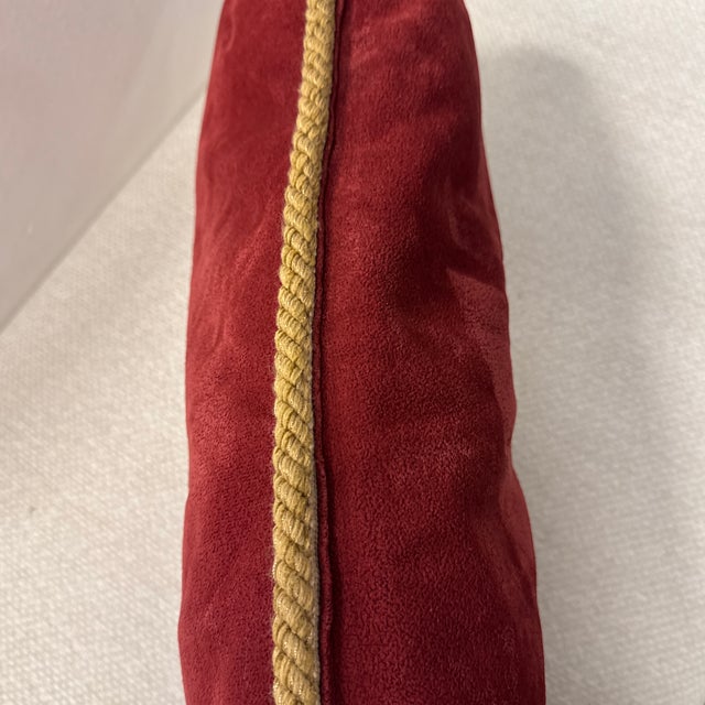 Late 20th Century Regency Style Ruby Velvet Lumbar Pillow For Sale - Image 5 of 12
