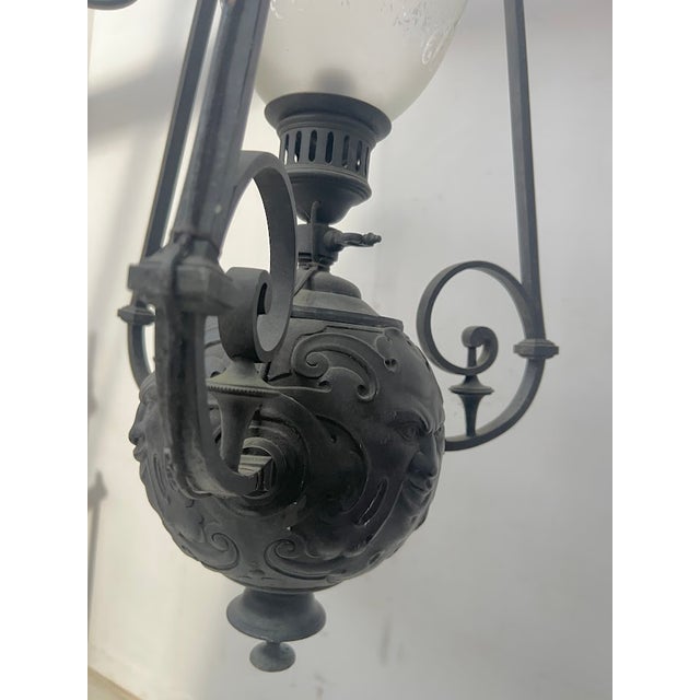 Patinated Bronze Ball Pendant Light, 1800s, Set of 2 For Sale - Image 4 of 14