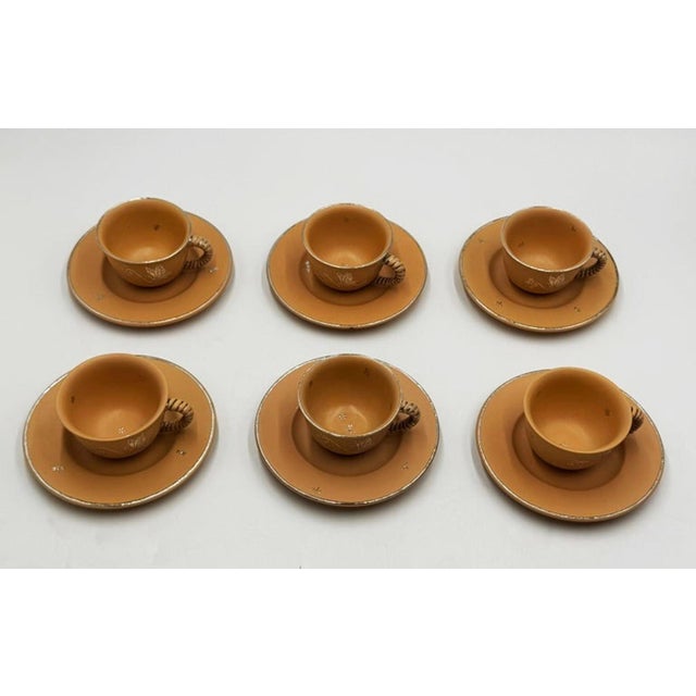 Tan 1980s Emilia Castillo Taxco Plata Mexico Butterfly Cup and Saucer Set of 6 For Sale - Image 8 of 18