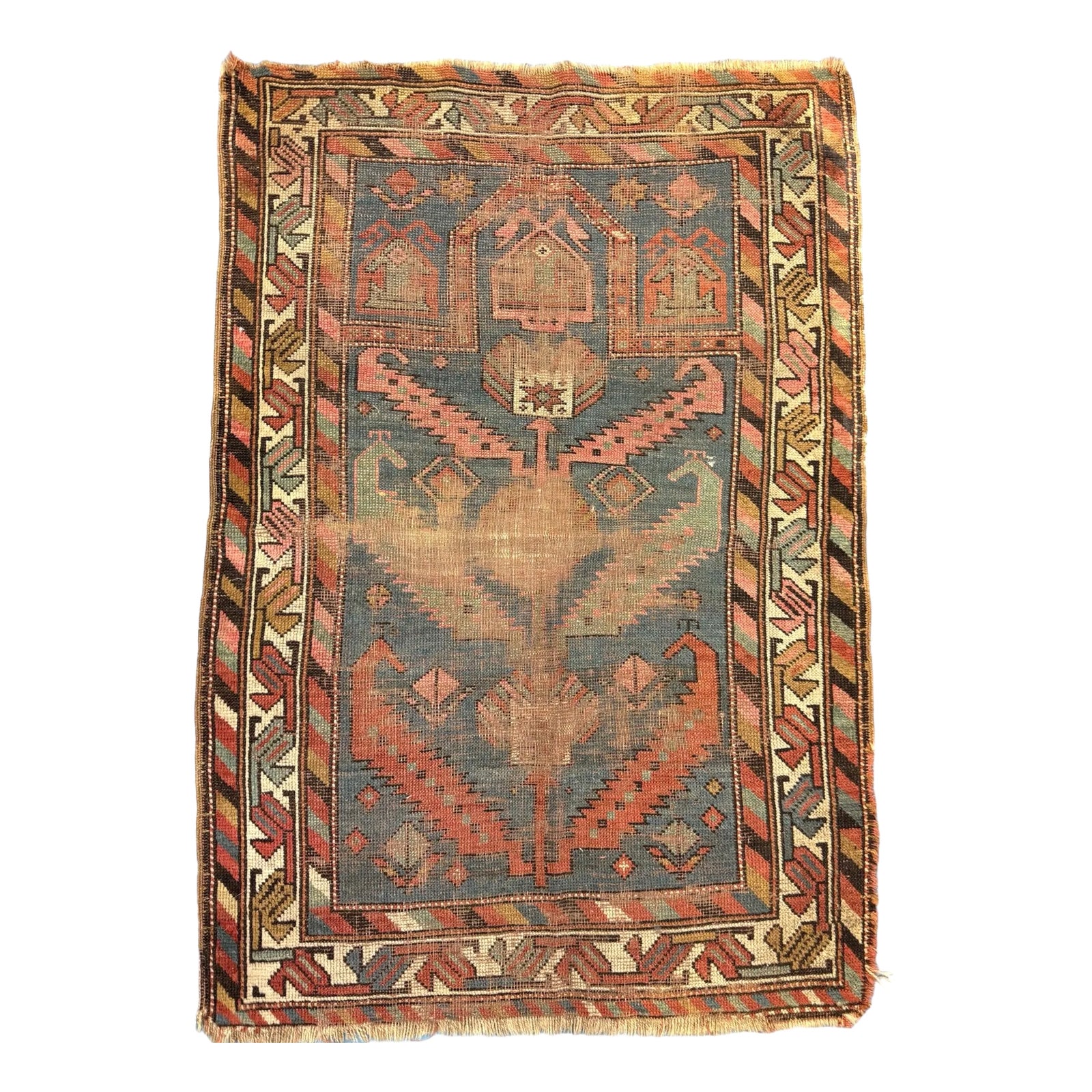 1920s Caucasian Prayer Rug - 3 x 4.6 | Chairish
