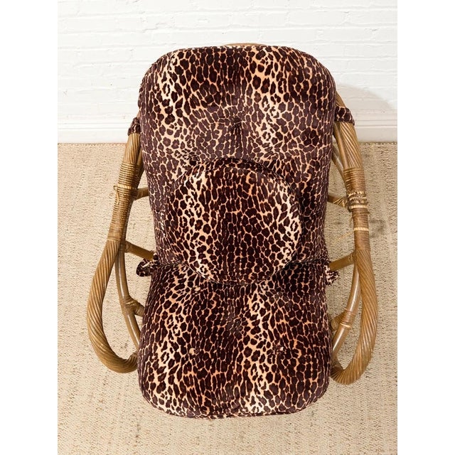 Vintage Tiki Bamboo Lounger With Leopard Print Upholstery For Sale - Image 11 of 12