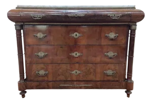Empire Chest of Drawers in Mahogany and Carrara Marble