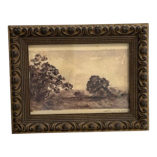 Contemporary Hannah Winters Sepia Trees in Pasture, Fine Art Print Framed For Sale