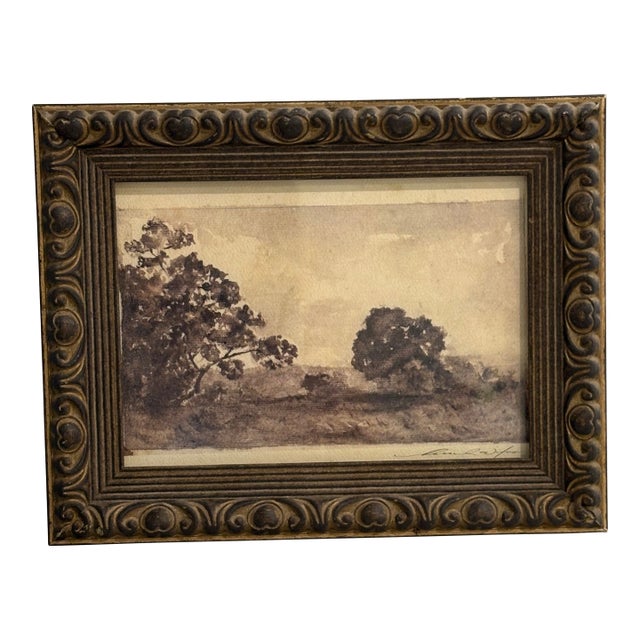 Contemporary Hannah Winters Sepia Trees in Pasture, Fine Art Print Framed For Sale