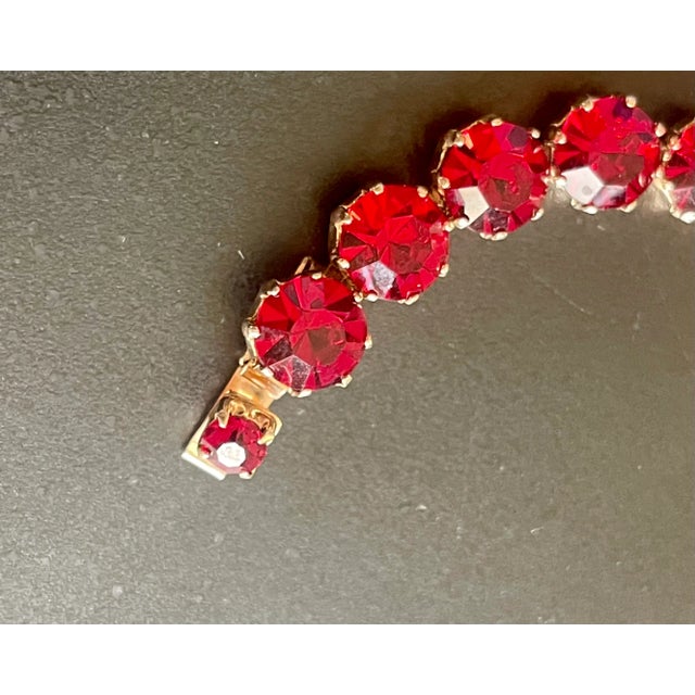 1960s Weiss Ruby Red Crystal Bracelet For Sale In New York - Image 6 of 8